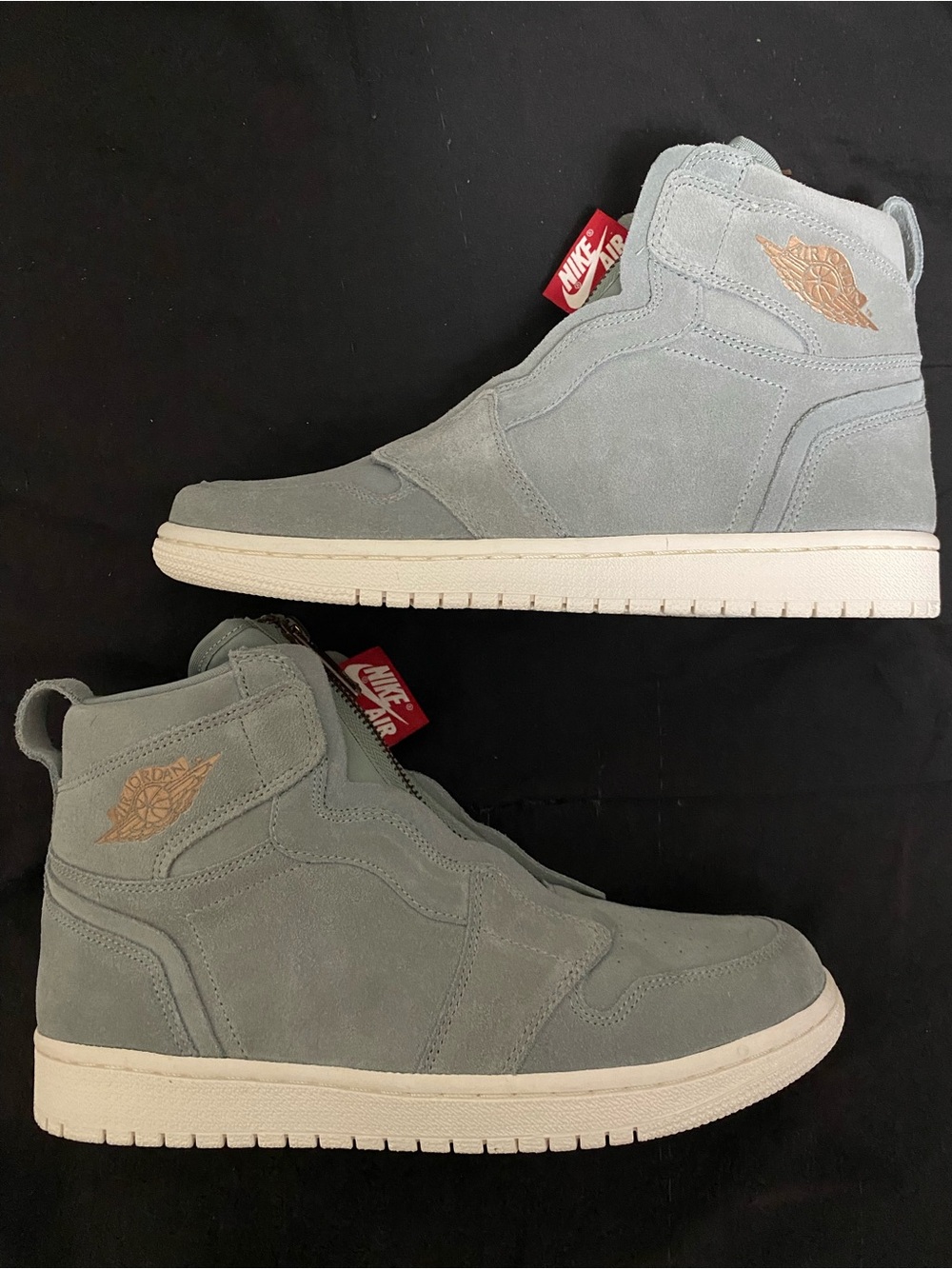 Nike High-Top Sneakers - Light Greenish Grey with Tan Accents